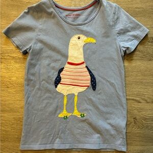 Mini Boden Light Blue Tee with Cute Seagull Appliqué